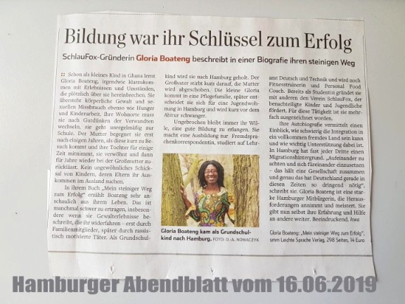 Gloria Boateng in hamburger Abendblatt 16.06.2019